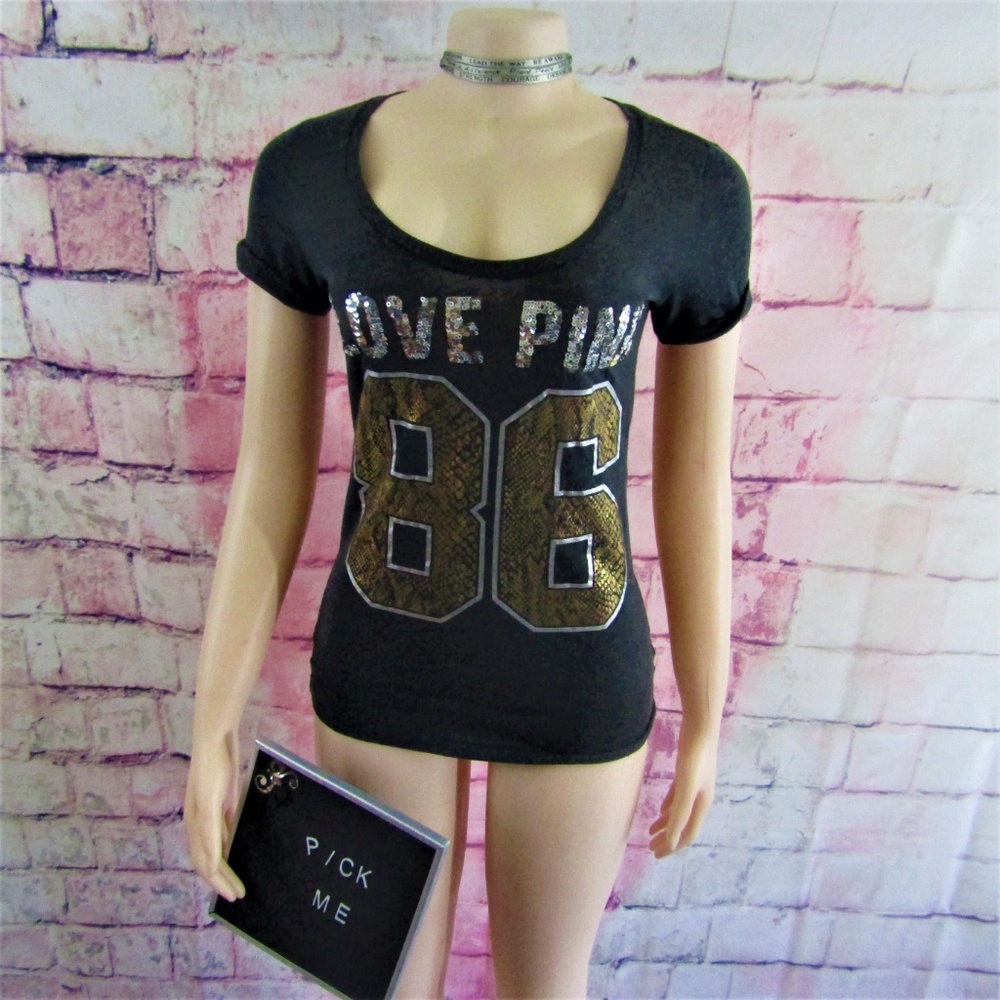 Pink Victoria's Secret Love Pink Bling T Shirt XS